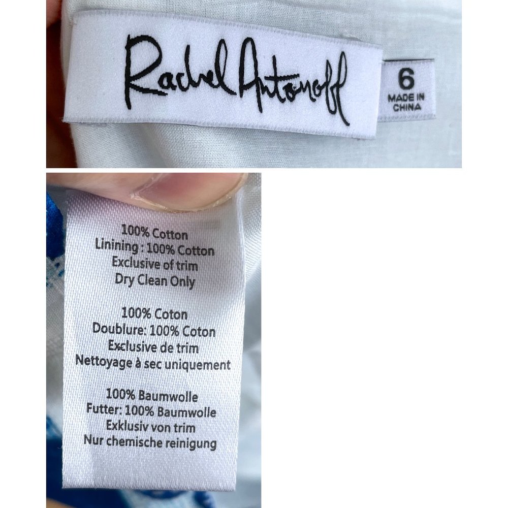 Rachel Antonoff Gwen Seafood Tower Print Mini Dress Blue Check Gingham Floral 6 - Picture 3 of 14
